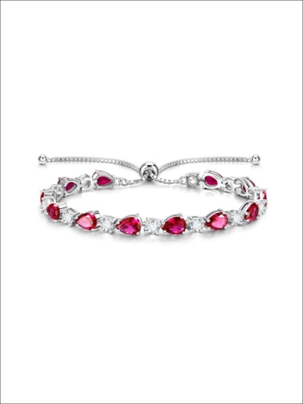 Sterling Silver Created Ruby Tennis Bolo Bracelet